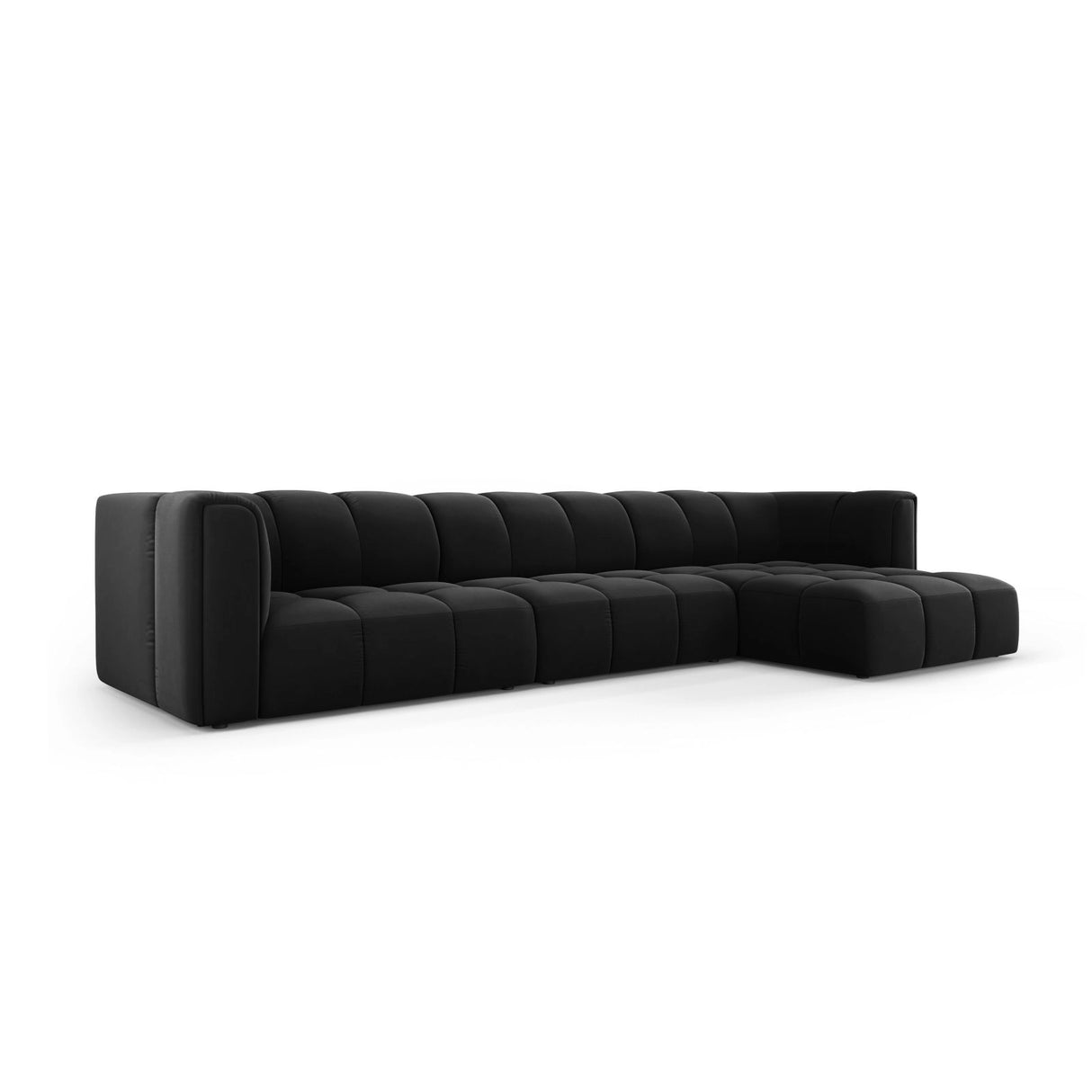 Moritz 5-Sitzer Ecksofa, Rechte Seite, aus Samt in Schwarz (Bluvel 19), 316x160x70 cm von Cosmopolitan Design – Bild 2