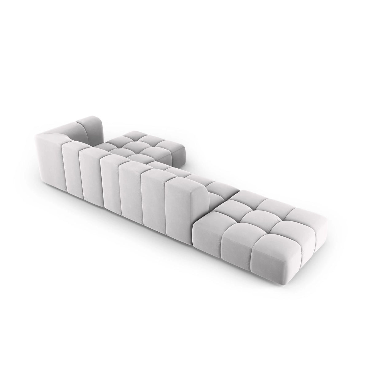 Moritz 5-Sitzer Ecksofa, Rechte Seite, aus Samt in Silber (Bluvel 03), 323x160x70 cm von Cosmopolitan Design – Bild 3