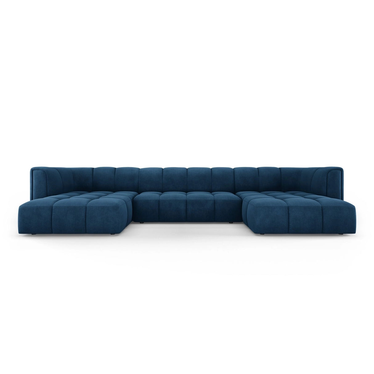 Moritz 5-Sitzer Panorama Sofa aus Chenille in Königsblau (Rebel 12), Beine in Schwarzes Plastik, 346x160x70 cm von Cosmopolitan Design – Bild 1