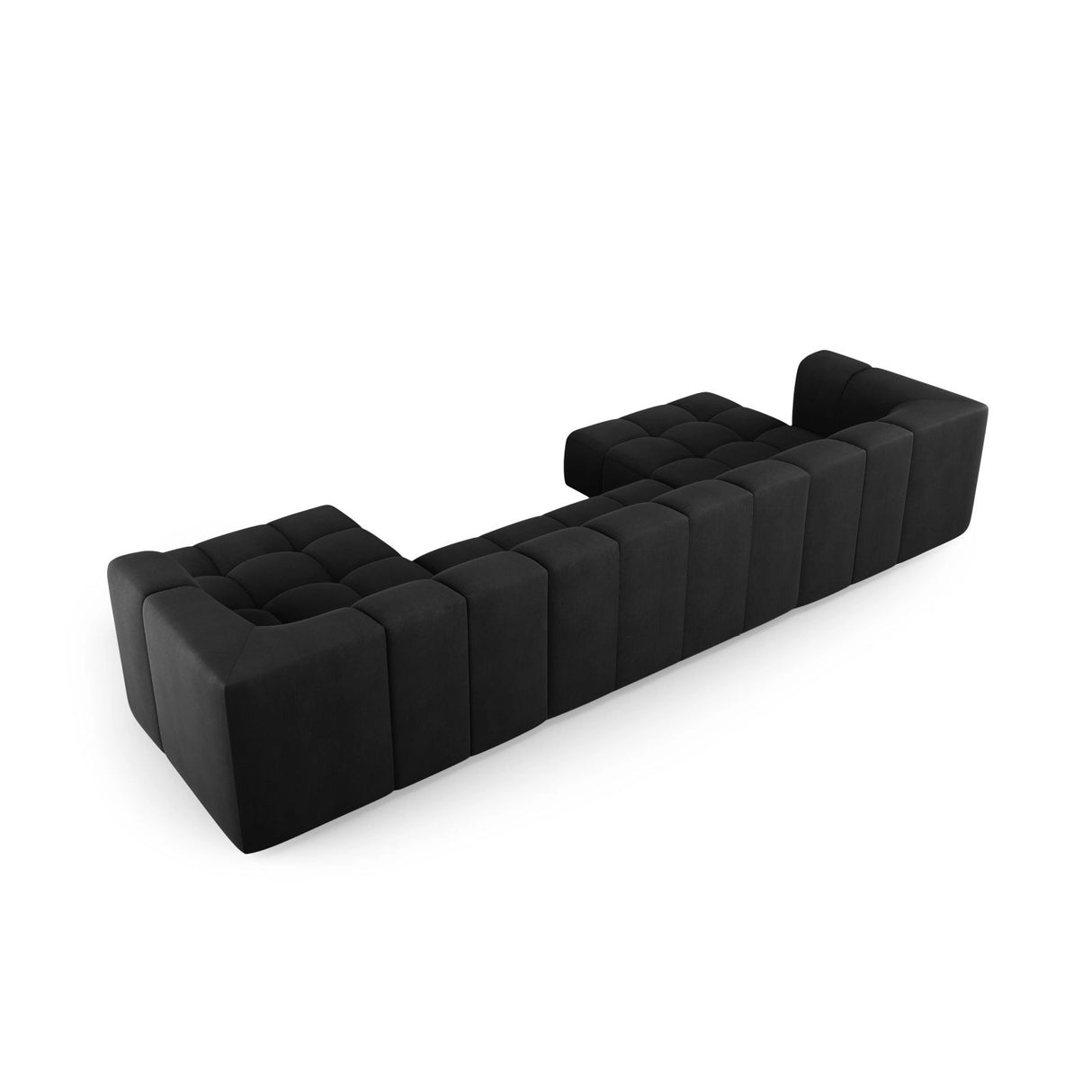 Moritz 5-Sitzer Panorama Sofa aus Chenille in Schwarz (Rebel 1), Beine in Schwarzes Plastik, 346x160x70 cm von Cosmopolitan Design – Bild 3