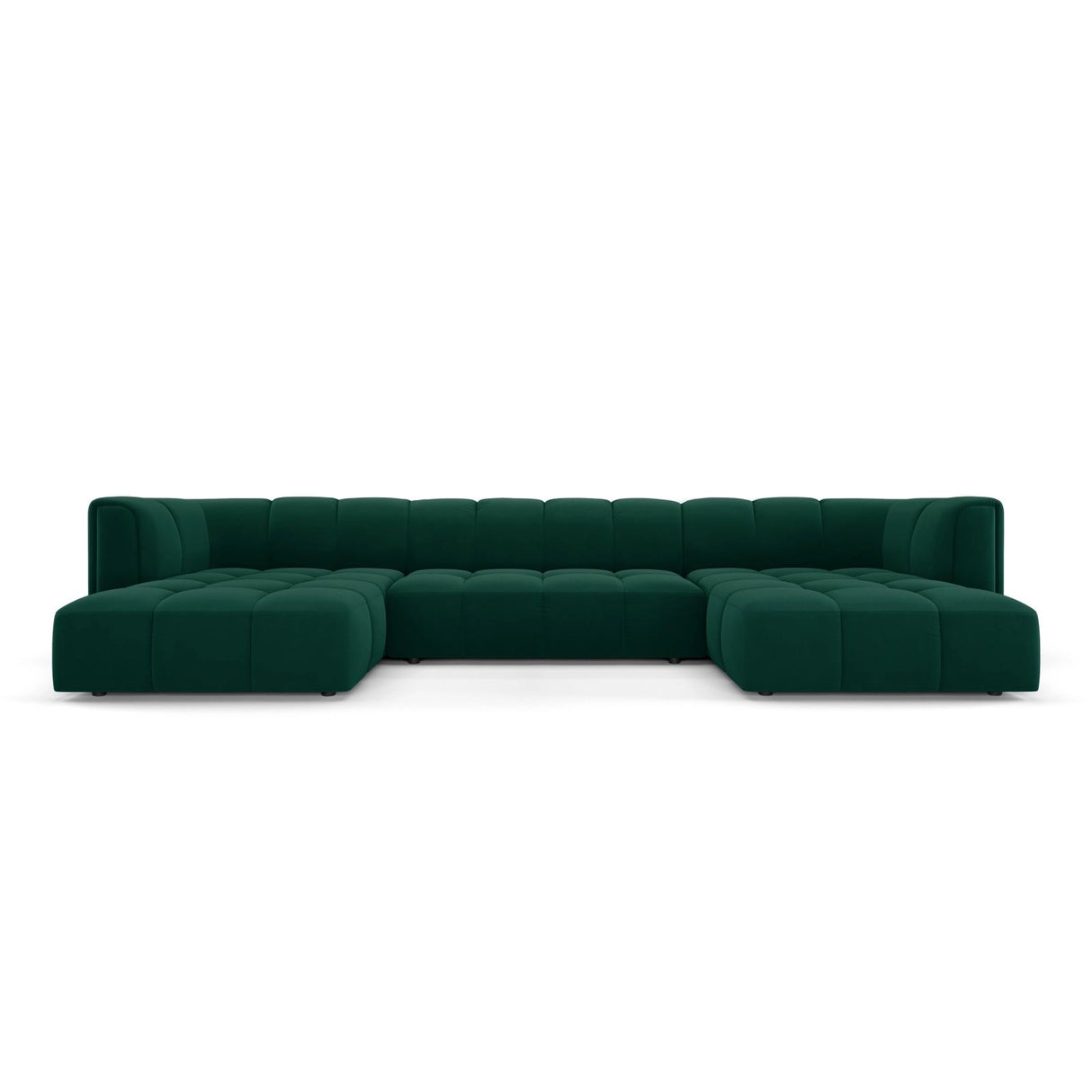 Moritz 5-Sitzer Panorama Sofa aus Samt in Flaschengrün (Bluvel 78), Beine in Schwarzes Plastik, 346x160x70 cm von Cosmopolitan Design – Bild 1