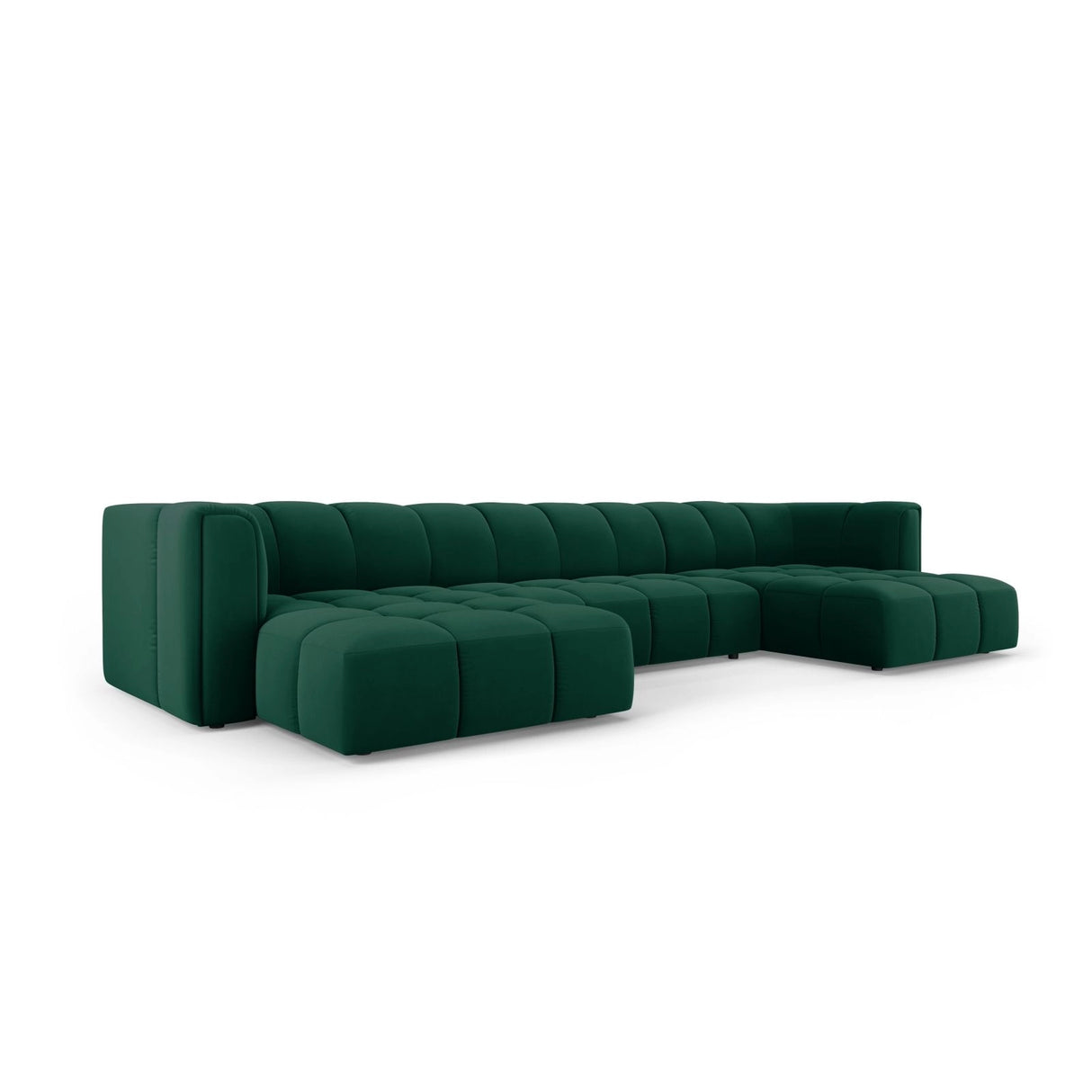 Moritz 5-Sitzer Panorama Sofa aus Samt in Flaschengrün (Bluvel 78), Beine in Schwarzes Plastik, 346x160x70 cm von Cosmopolitan Design – Bild 2