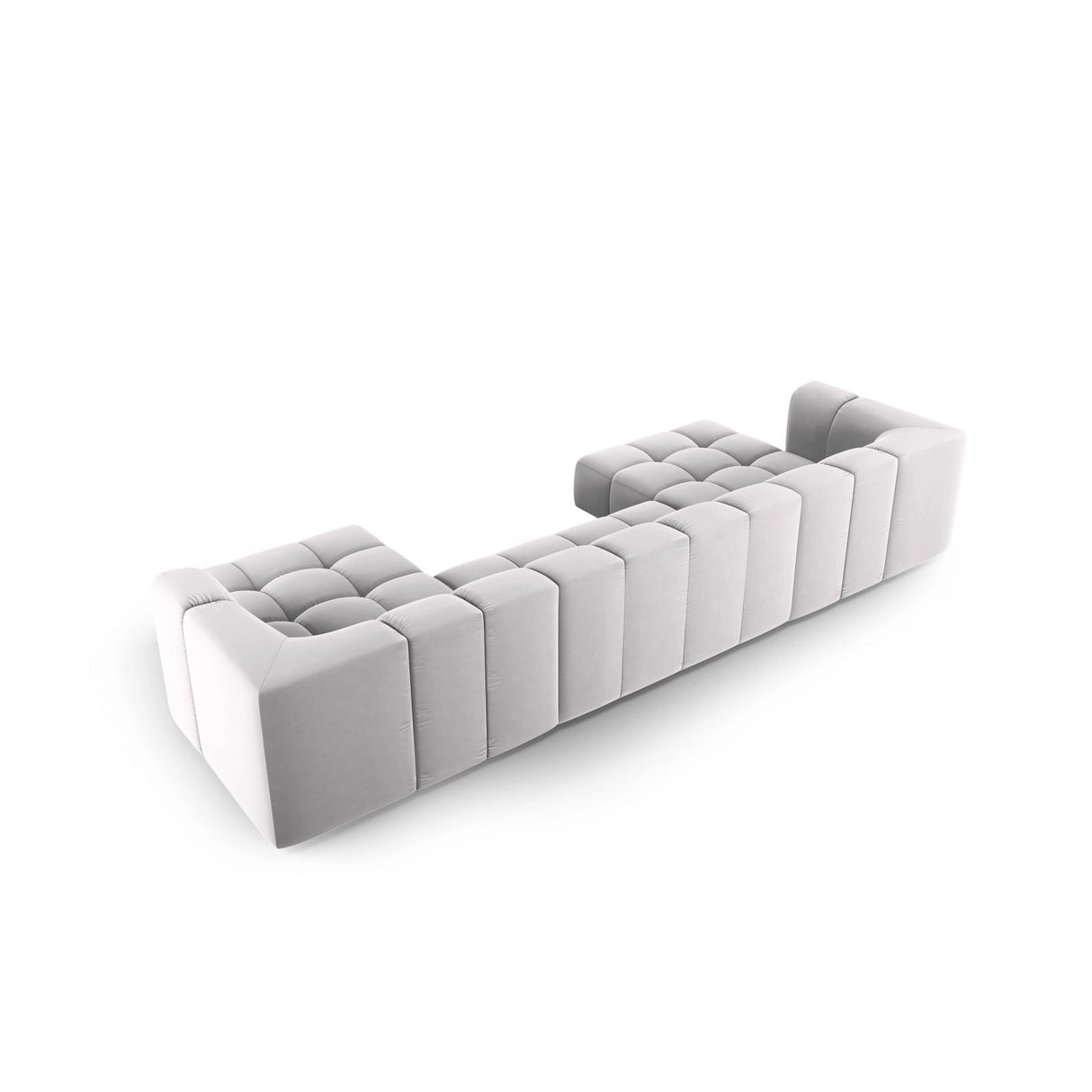 Moritz 5-Sitzer Panorama Sofa aus Samt in Silber (Bluvel 03), Beine in Schwarzes Plastik, 346x160x70 cm von Cosmopolitan Design – Bild 3