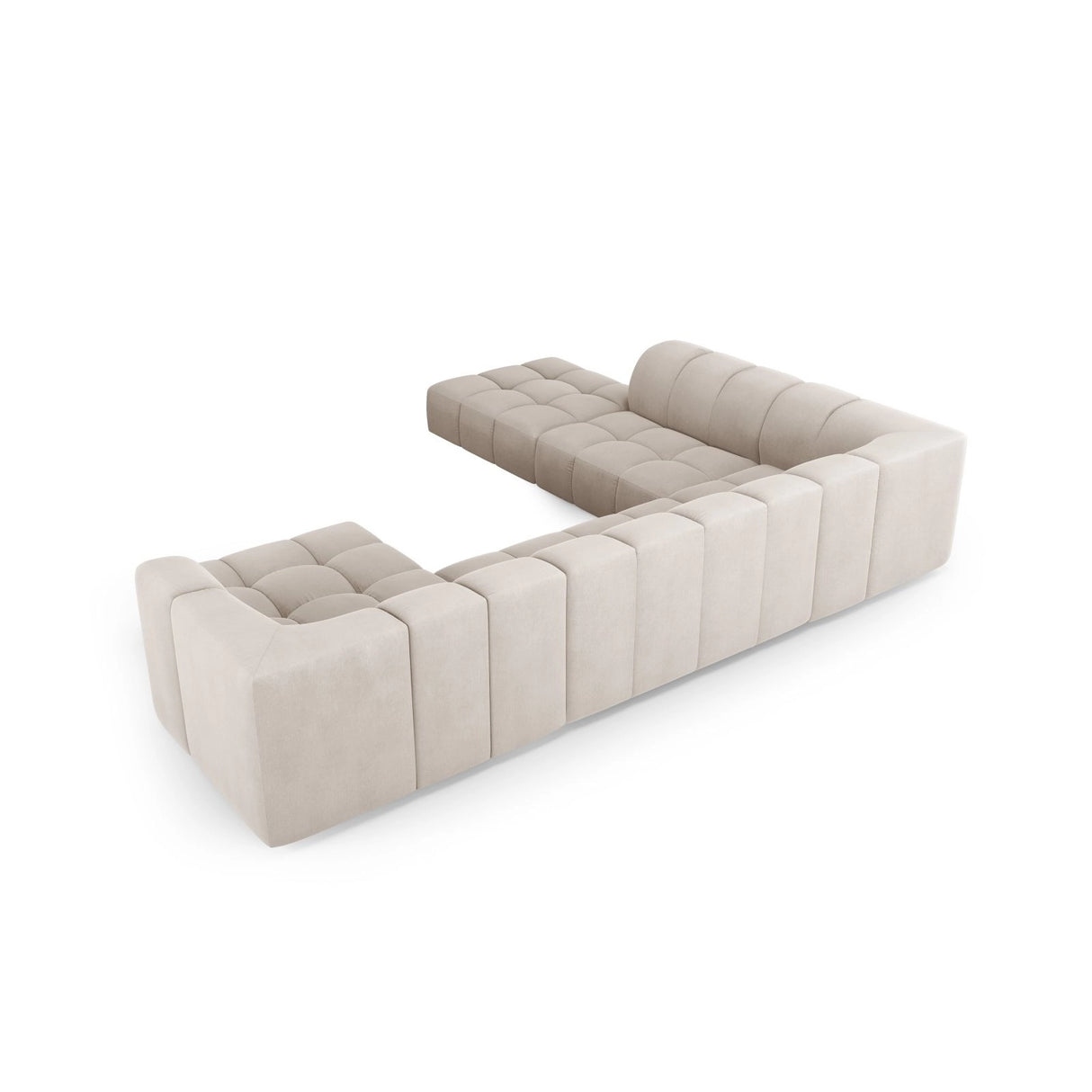 Moritz 7-Sitzer Panorama Ecksofa, Linke Seite, aus Samt oder Chenille, 329x276x70 cm von Cosmopolitan Design – Bild 3