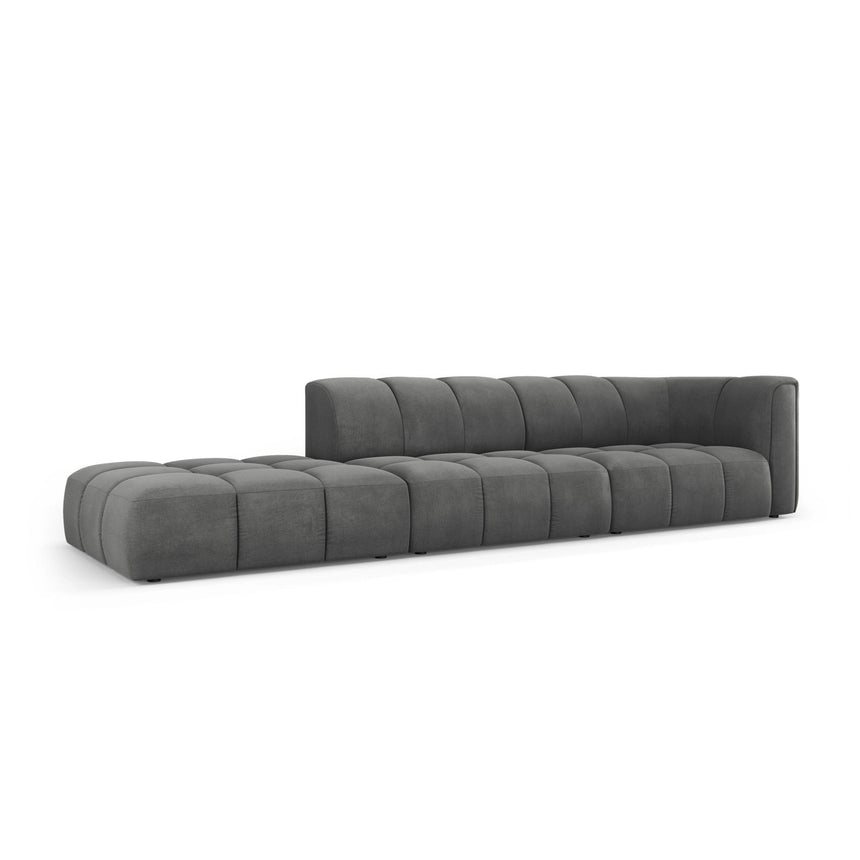 Moritz Modulares 4-Sitzer Sofa, Linke Seite, aus Chenille in Dunkelgrau (Rebel 3), 293x96 cm von Cosmopolitan Design – Bild 2