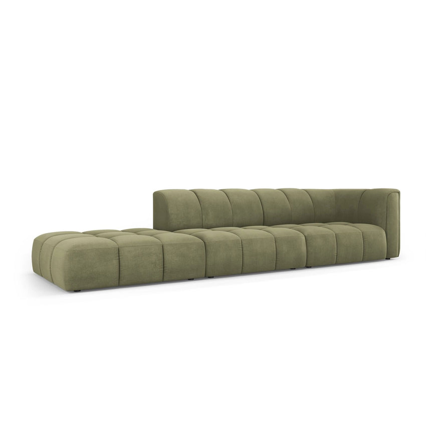 Moritz Modulares 4-Sitzer Sofa, Linke Seite, aus Chenille in Hellgrün (Rebel 18), 293x96 cm von Cosmopolitan Design – Bild 2