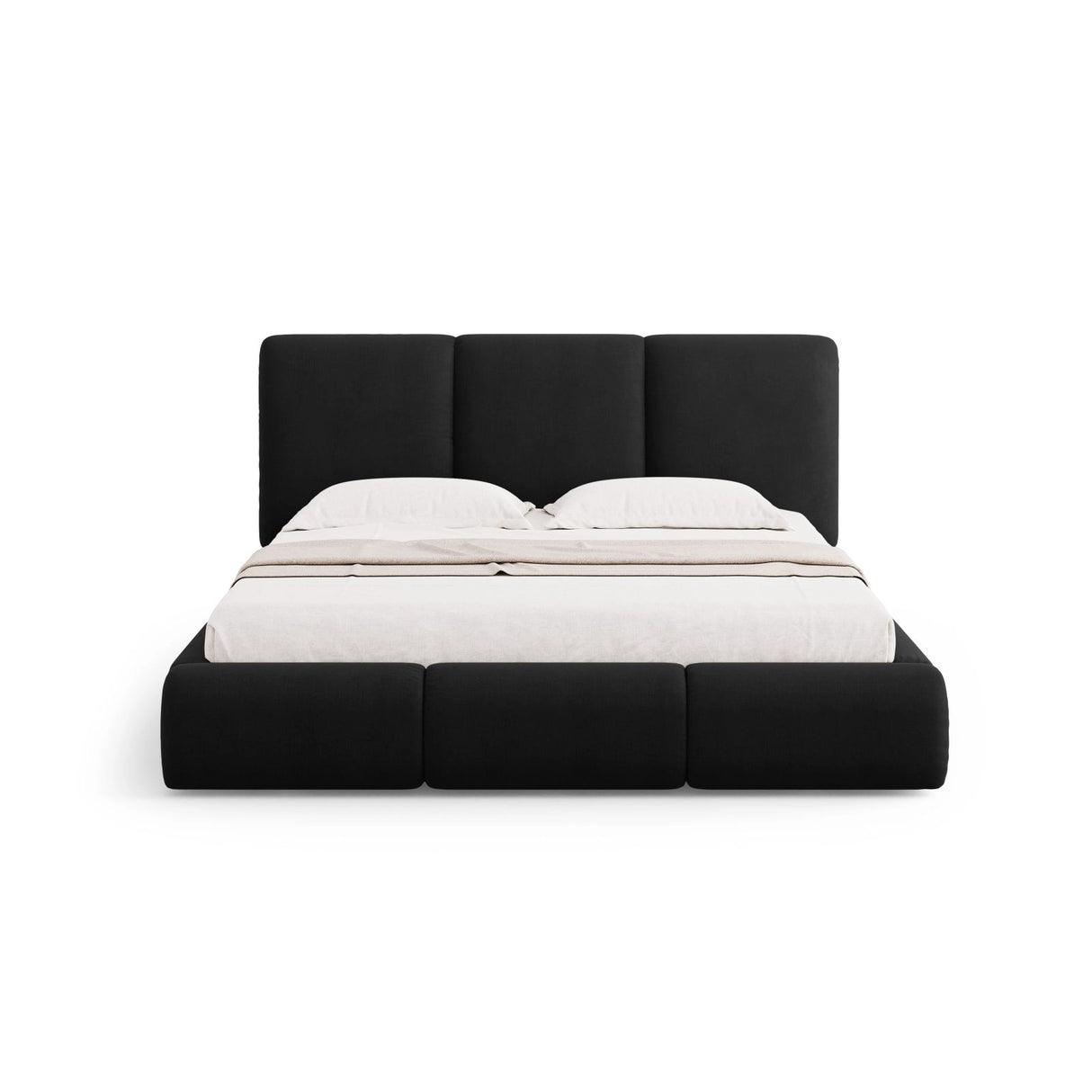 Nicolas Bett mit Kopfteil und Stauraum aus Chenille in Schwarz (Rebel 1), 200x200 cm von Cosmopolitan Design – Bild 3