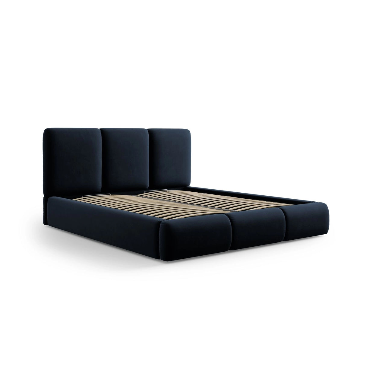 Nicolas Bett mit Kopfteil und Stauraum aus Samt in Dunkelblau (Riviera 79), 180x200 cm von Cosmopolitan Design – Bild 4