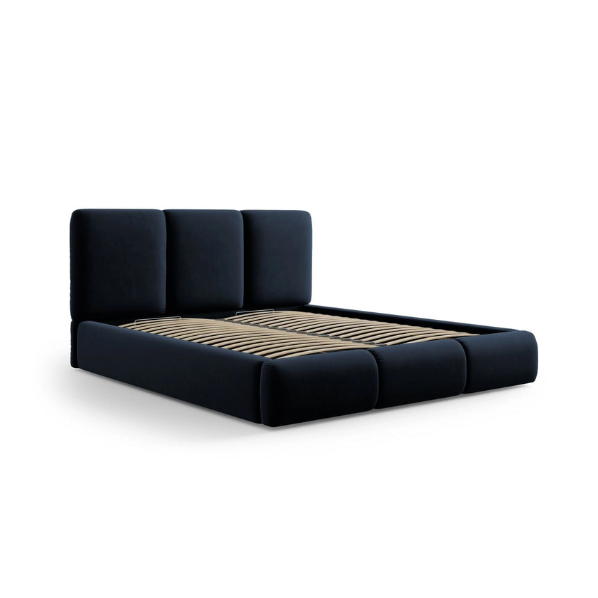 Nicolas Bett mit Kopfteil und Stauraum aus Samt in Dunkelblau (Riviera 79), 200x200 cm von Cosmopolitan Design – Bild 4