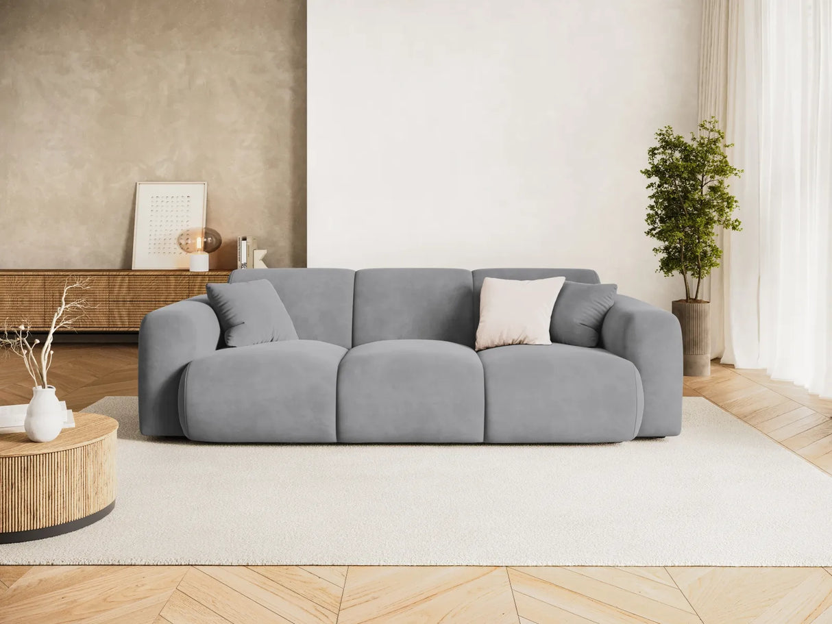 Nolio 3-Sitzer Sofa aus Samt in Hellgrau (Casino Ash), 235x95x72 cm von Cosmopolitan Design – Bild 2