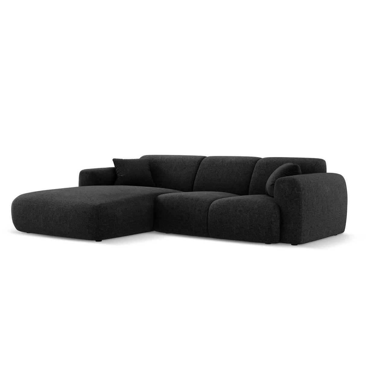 Nolio 4-Sitzer Ecksofa, Linke Seite, aus Chenille in Schwarz (Haga 19), 260x170x72 cm von Cosmopolitan Design – Bild 4