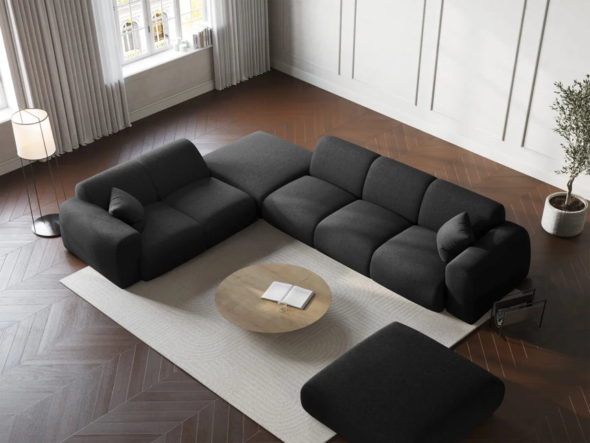Nolio 4-Sitzer Ecksofa, Linke Seite, aus Chenille in Schwarz (Haga 19), 315x250x72 cm von Cosmopolitan Design – Bild 2