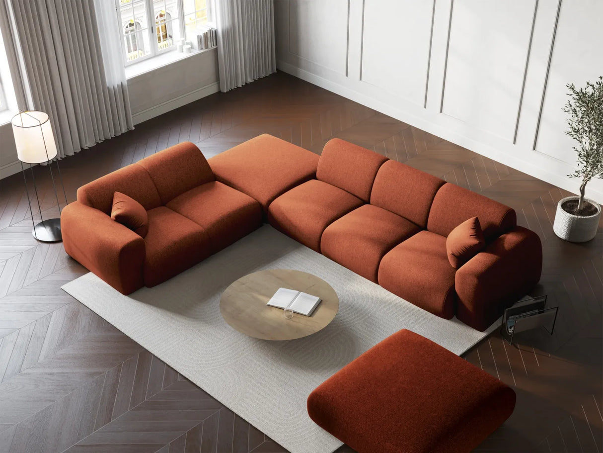 Nolio 4-Sitzer Ecksofa, Linke Seite, aus Chenille in Terrakotta (Haga 44), 315x250x72 cm von Cosmopolitan Design – Bild 2