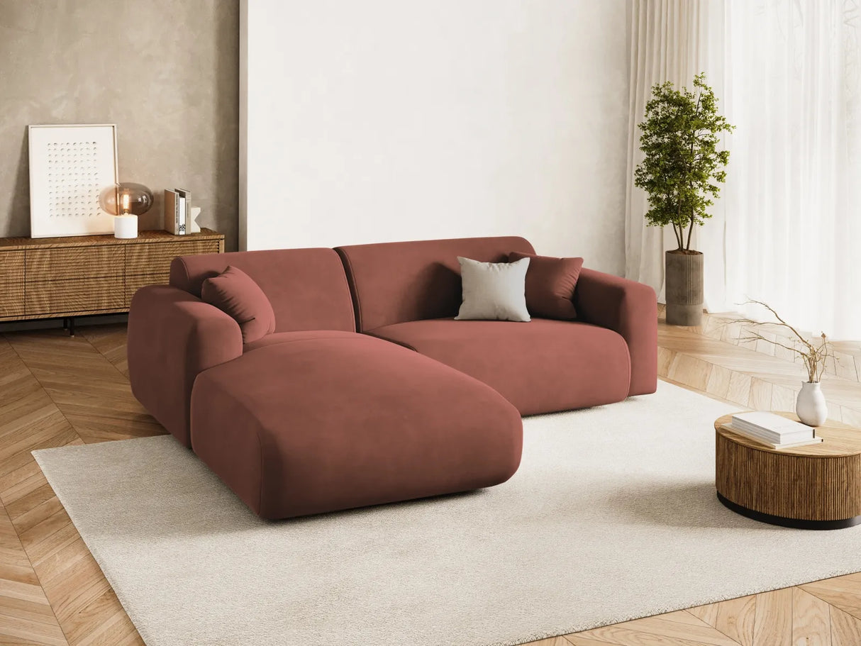 Nolio 4-Sitzer Ecksofa, Linke Seite, aus Samt in Cuoio (Casino Cuoio), 235x170x72 cm von Cosmopolitan Design – Bild 2