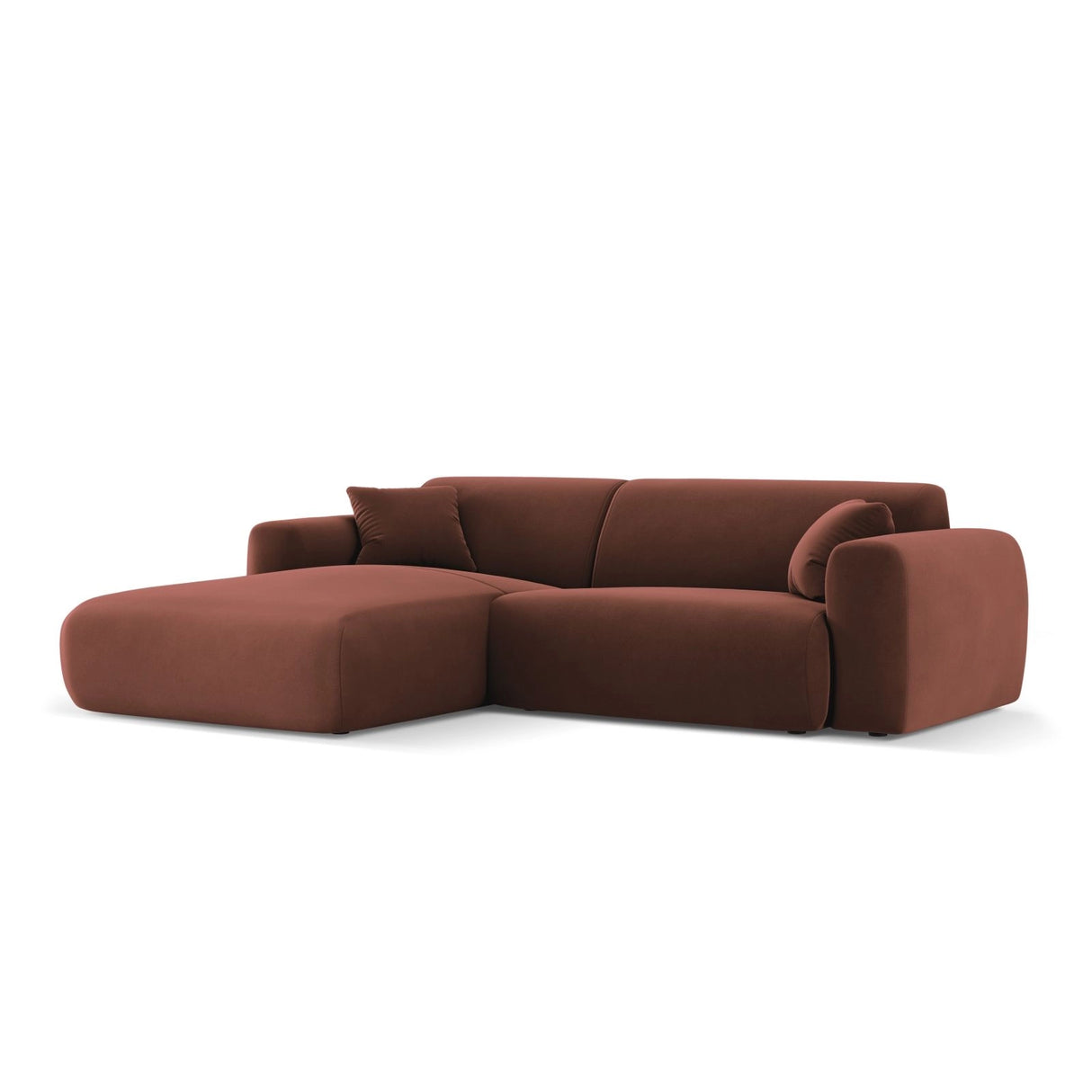 Nolio 4-Sitzer Ecksofa, Linke Seite, aus Samt in Cuoio (Casino Cuoio), 235x170x72 cm von Cosmopolitan Design – Bild 4