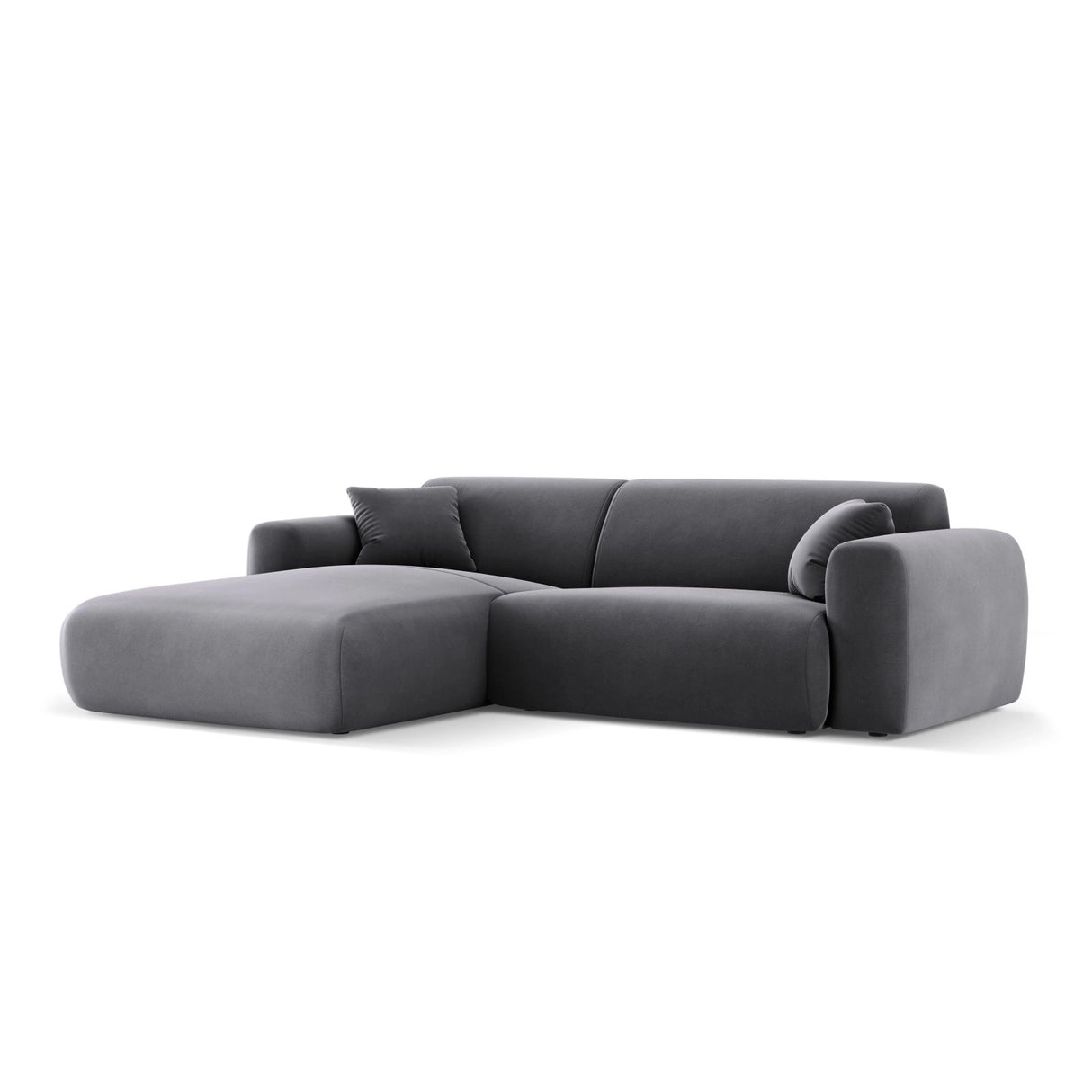 Nolio 4-Sitzer Ecksofa, Linke Seite, aus Samt in Dunkelgrau (Casino Graphite), 235x170x72 cm von Cosmopolitan Design – Bild 4