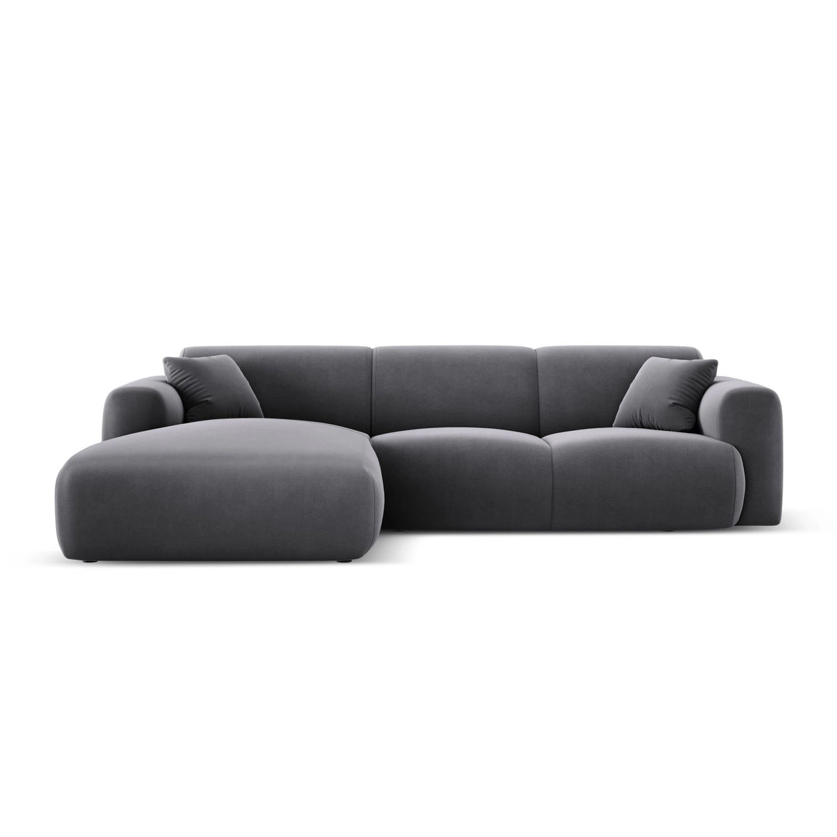 Nolio 4-Sitzer Ecksofa, Linke Seite, aus Samt in Dunkelgrau (Casino Graphite), 260x170x72 cm von Cosmopolitan Design – Bild 1