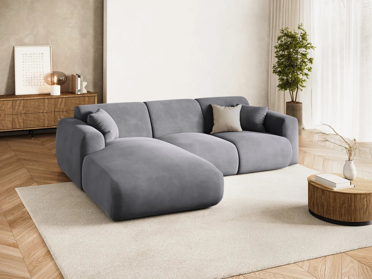 Nolio 4-Sitzer Ecksofa, Linke Seite, aus Samt in Dunkelgrau (Casino Graphite), 260x170x72 cm von Cosmopolitan Design – Bild 2