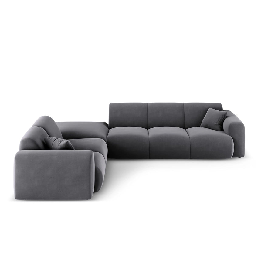 Nolio 4-Sitzer Ecksofa, Linke Seite, aus Samt in Dunkelgrau (Casino Graphite), 315x250x72 cm von Cosmopolitan Design – Bild 4