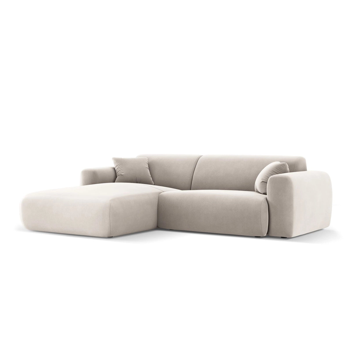 Nolio 4-Sitzer Ecksofa, Linke Seite, aus Samt in Hellbeige (Casino Pearl), 235x170x72 cm von Cosmopolitan Design – Bild 4
