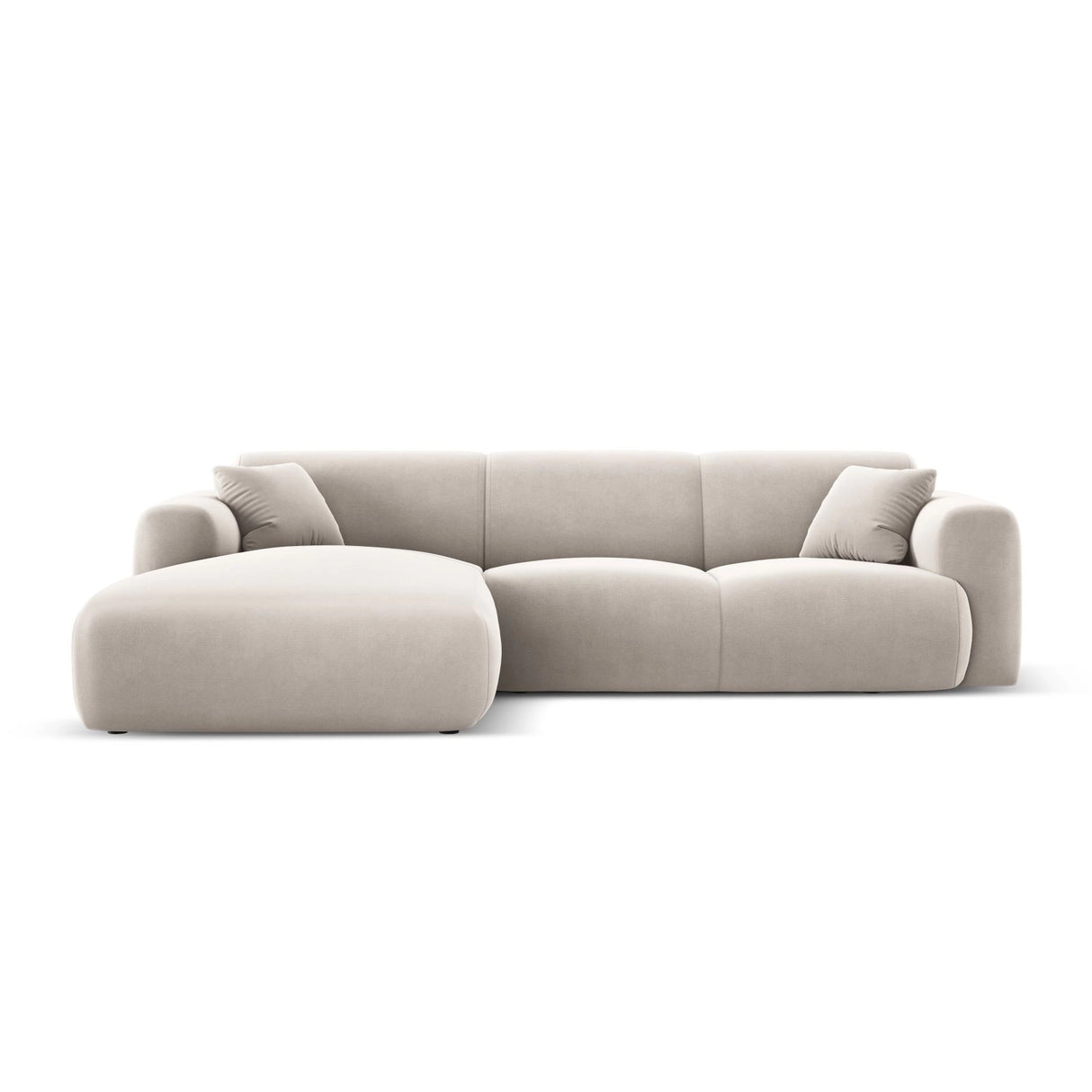 Nolio 4-Sitzer Ecksofa, Linke Seite, aus Samt in Hellbeige (Casino Pearl), 260x170x72 cm von Cosmopolitan Design – Bild 1