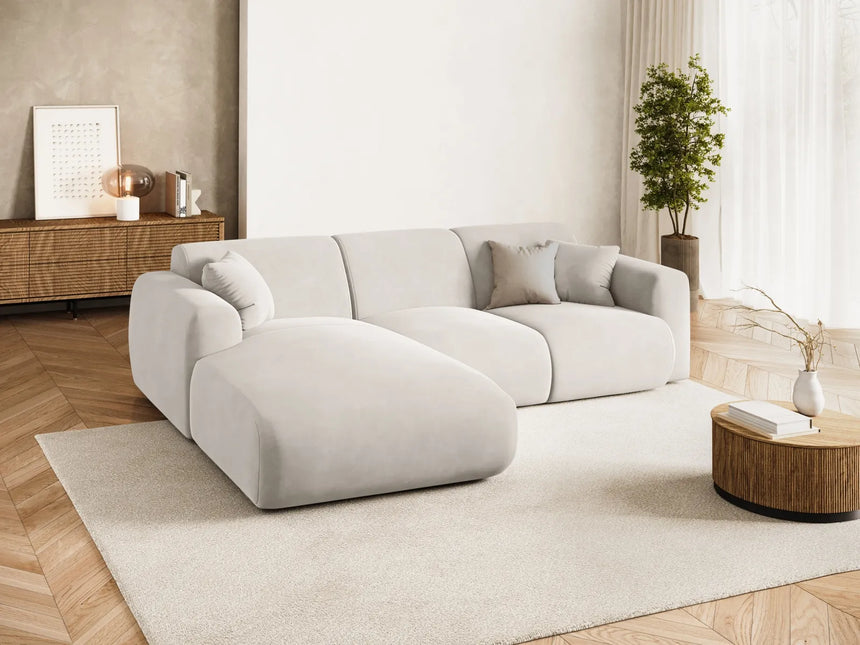 Nolio 4-Sitzer Ecksofa, Linke Seite, aus Samt in Hellbeige (Casino Pearl), 260x170x72 cm von Cosmopolitan Design – Bild 2
