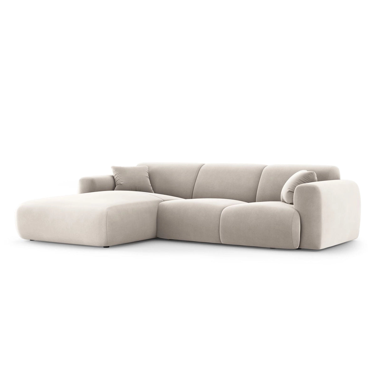 Nolio 4-Sitzer Ecksofa, Linke Seite, aus Samt in Hellbeige (Casino Pearl), 260x170x72 cm von Cosmopolitan Design – Bild 4