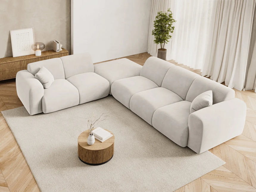 Nolio 4-Sitzer Ecksofa, Linke Seite, aus Samt in Hellbeige (Casino Pearl), 315x250x72 cm von Cosmopolitan Design – Bild 2