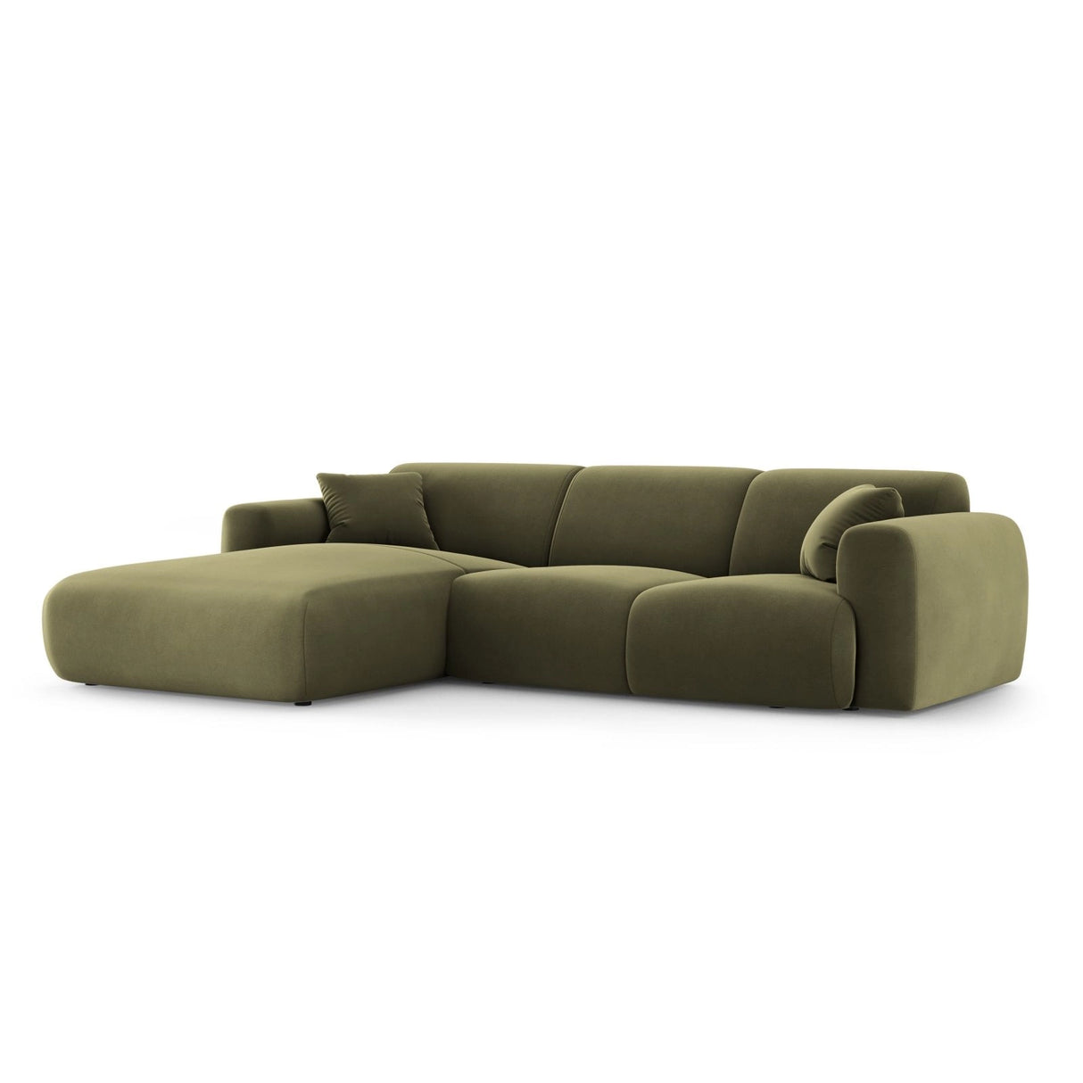 Nolio 4-Sitzer Ecksofa, Linke Seite, aus Samt in Hellgrün (Casino Forest), 260x170x72 cm von Cosmopolitan Design – Bild 4