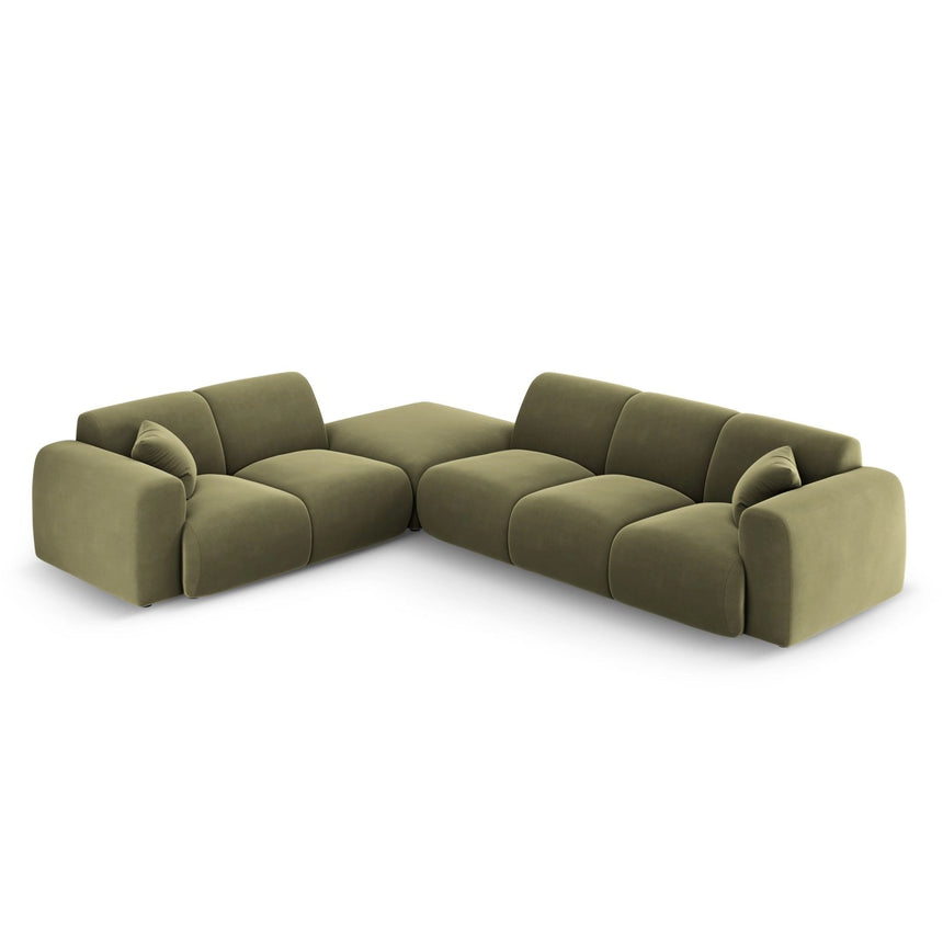 Nolio 4-Sitzer Ecksofa, Linke Seite, aus Samt in Hellgrün (Casino Forest), 315x250x72 cm von Cosmopolitan Design – Bild 1