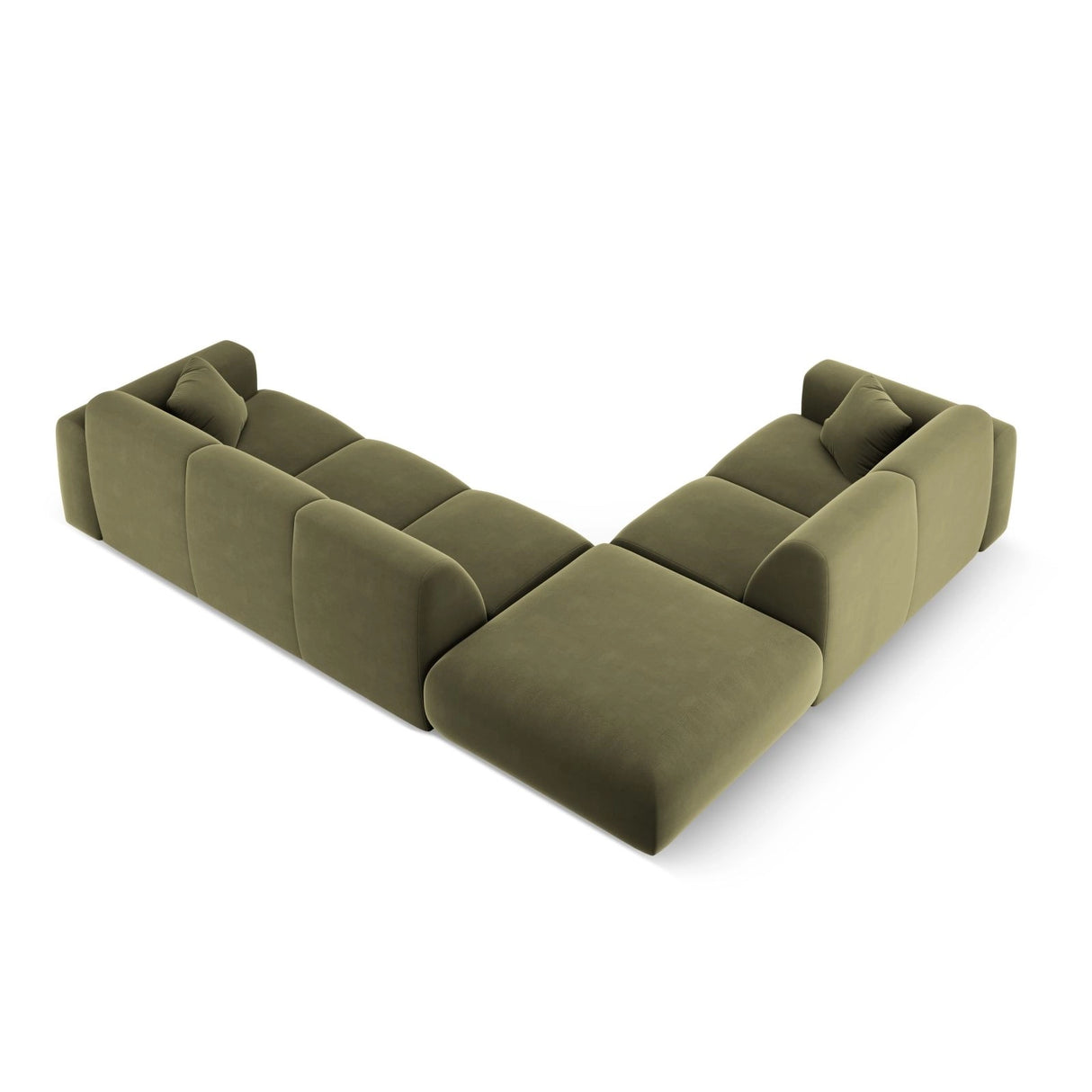 Nolio 4-Sitzer Ecksofa, Linke Seite, aus Samt in Hellgrün (Casino Forest), 315x250x72 cm von Cosmopolitan Design – Bild 5