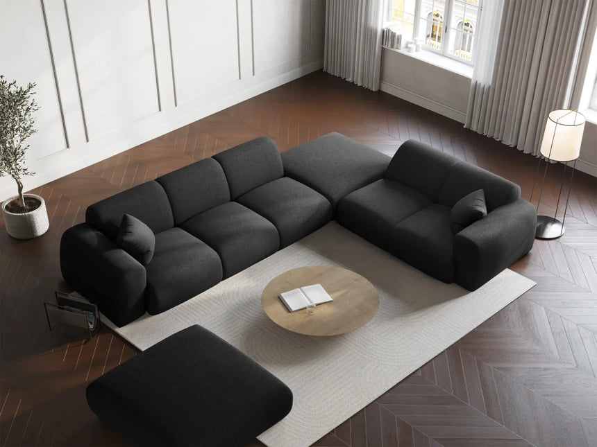 Nolio 4-Sitzer Ecksofa, Rechte Seite, aus Chenille in Schwarz (Haga 19), 315x250 cm von Cosmopolitan Design – Bild 2
