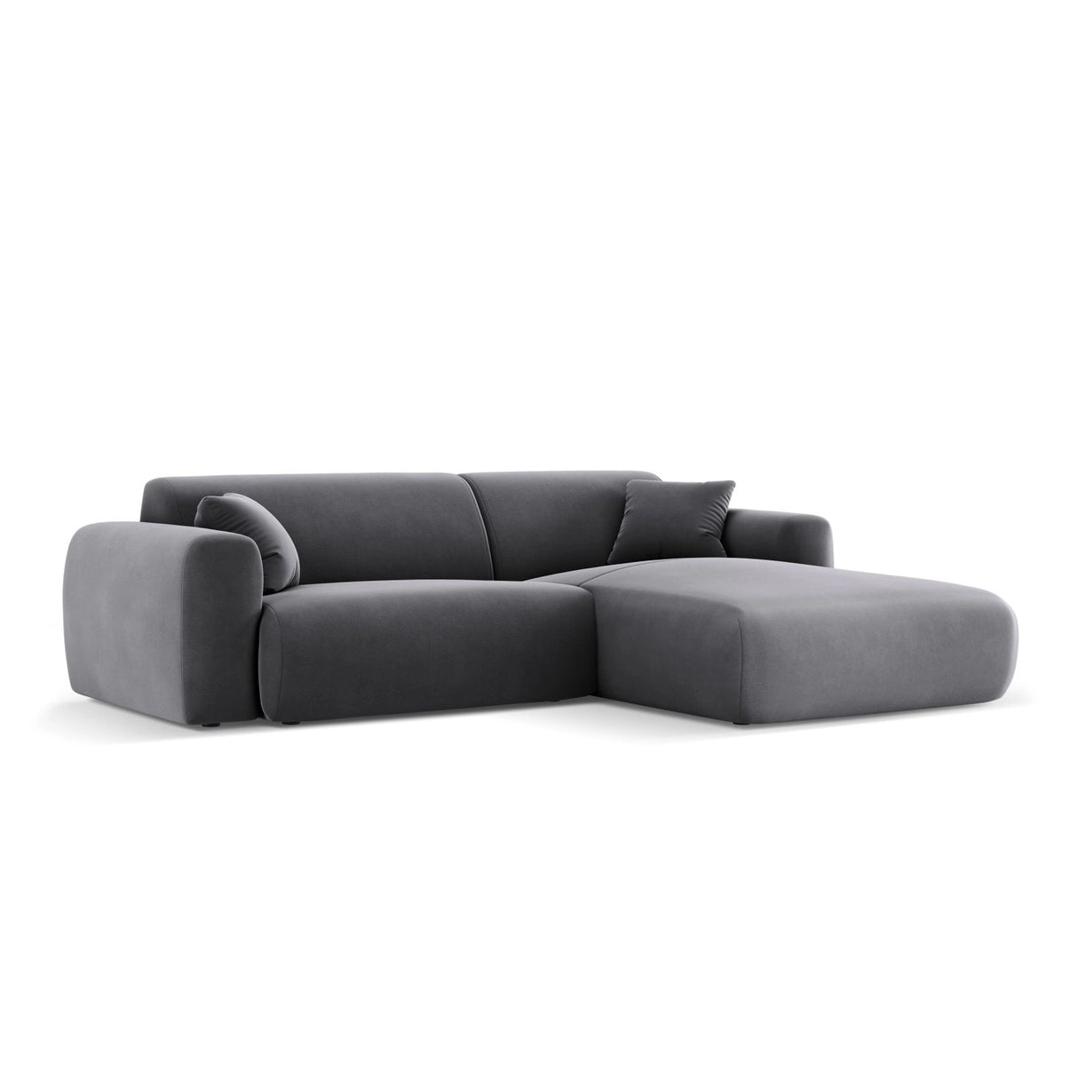 Nolio 4-Sitzer Ecksofa, Rechte Seite, aus Samt in Dunkelgrau (Casino Graphite), 235x170x72 cm von Cosmopolitan Design – Bild 4