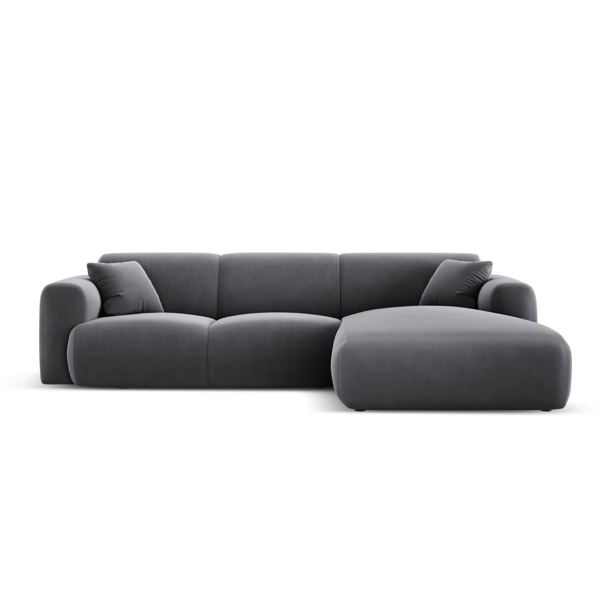 Nolio 4-Sitzer Ecksofa, Rechte Seite, aus Samt in Dunkelgrau (Casino Graphite), 260x170x72 cm von Cosmopolitan Design – Bild 1