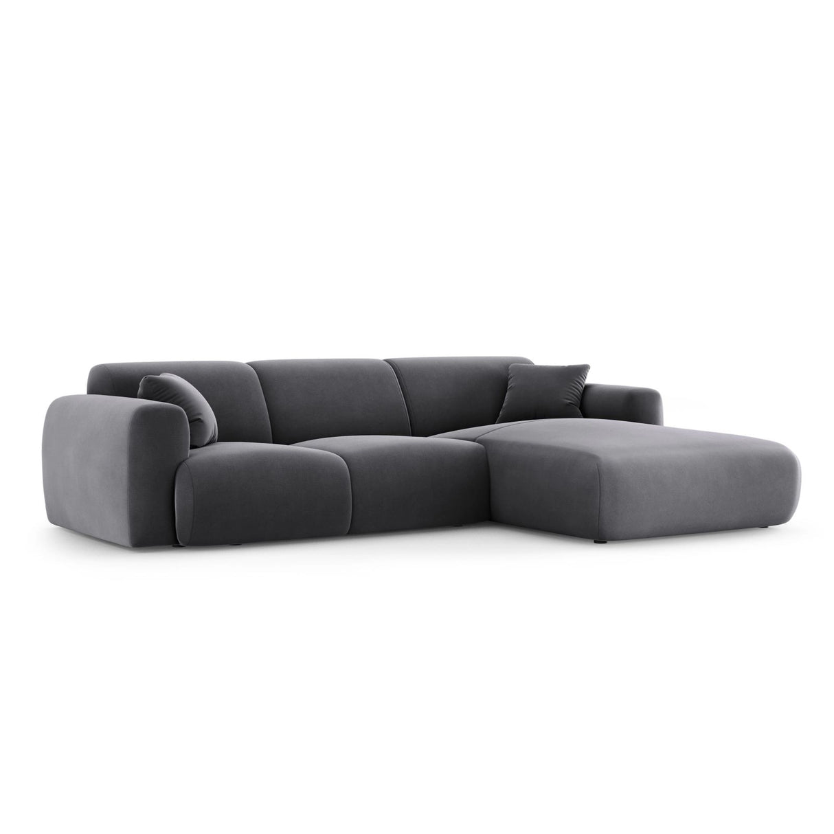 Nolio 4-Sitzer Ecksofa, Rechte Seite, aus Samt in Dunkelgrau (Casino Graphite), 260x170x72 cm von Cosmopolitan Design – Bild 4