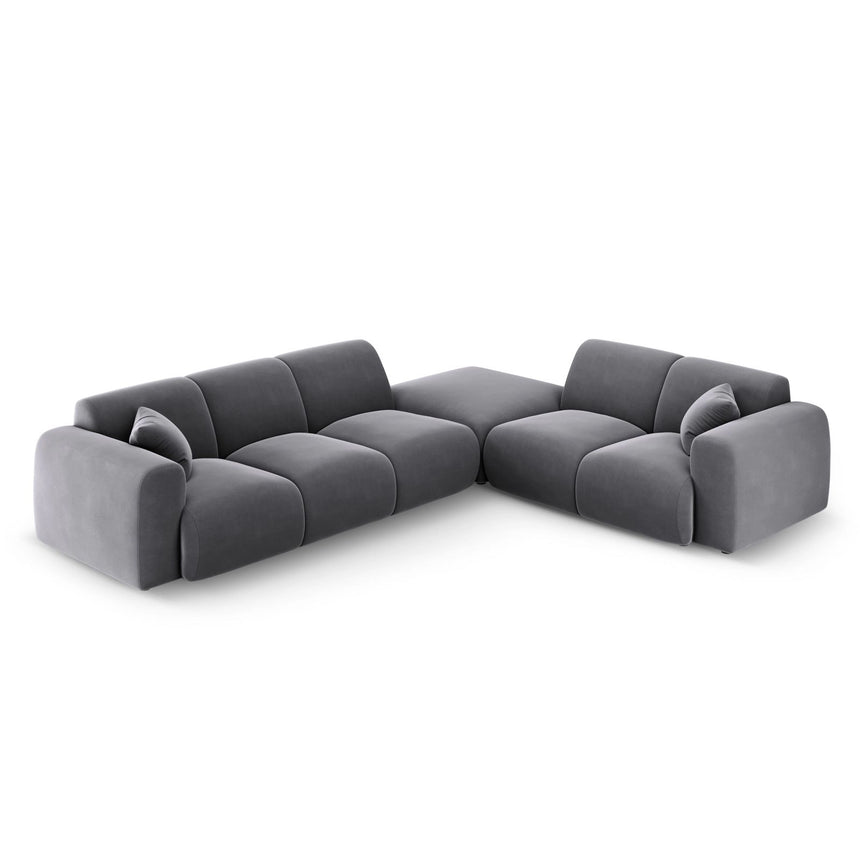 Nolio 4-Sitzer Ecksofa, Rechte Seite, aus Samt in Dunkelgrau (Casino Graphite), 315x250 cm von Cosmopolitan Design – Bild 1