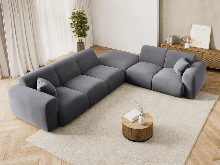Nolio 4-Sitzer Ecksofa, Rechte Seite, aus Samt in Dunkelgrau (Casino Graphite), 315x250 cm von Cosmopolitan Design – Bild 2