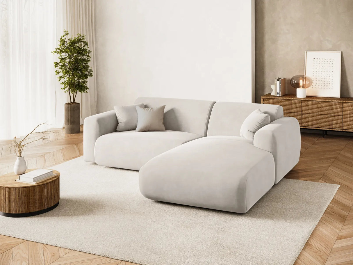 Nolio 4-Sitzer Ecksofa, Rechte Seite, aus Samt in Hellbeige (Casino Pearl), 235x170x72 cm von Cosmopolitan Design – Bild 2