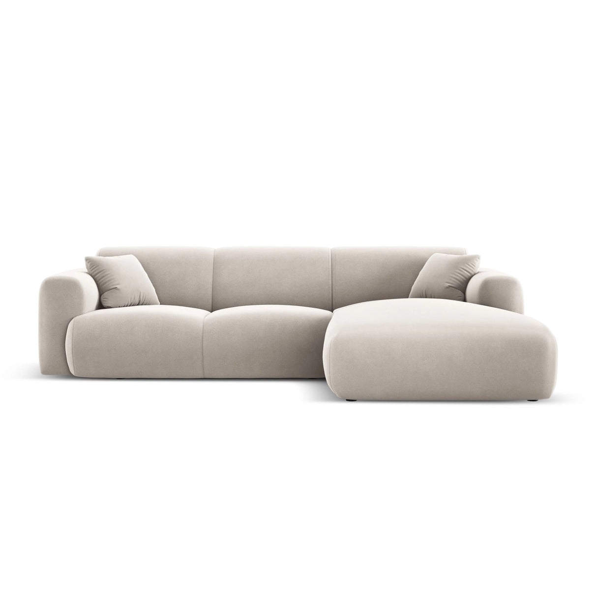 Nolio 4-Sitzer Ecksofa, Rechte Seite, aus Samt in Hellbeige (Casino Pearl), 260x170x72 cm von Cosmopolitan Design – Bild 1