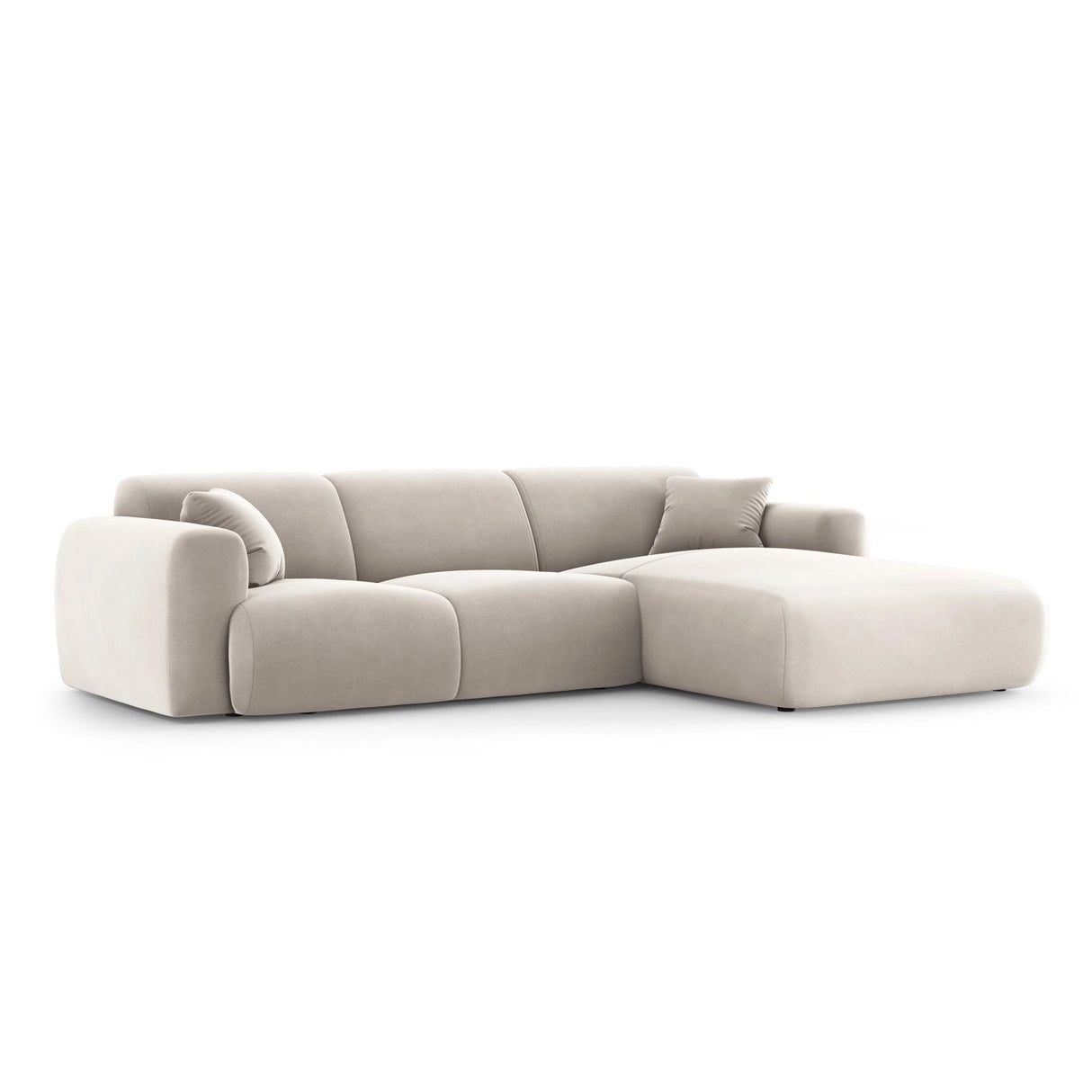 Nolio 4-Sitzer Ecksofa, Rechte Seite, aus Samt in Hellbeige (Casino Pearl), 260x170x72 cm von Cosmopolitan Design – Bild 4