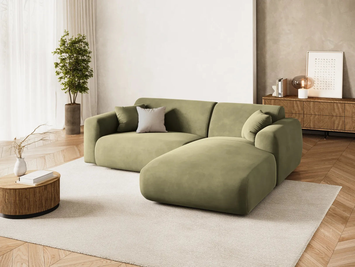 Nolio 4-Sitzer Ecksofa, Rechte Seite, aus Samt in Hellgrün (Casino Forest), 235x170x72 cm von Cosmopolitan Design – Bild 2