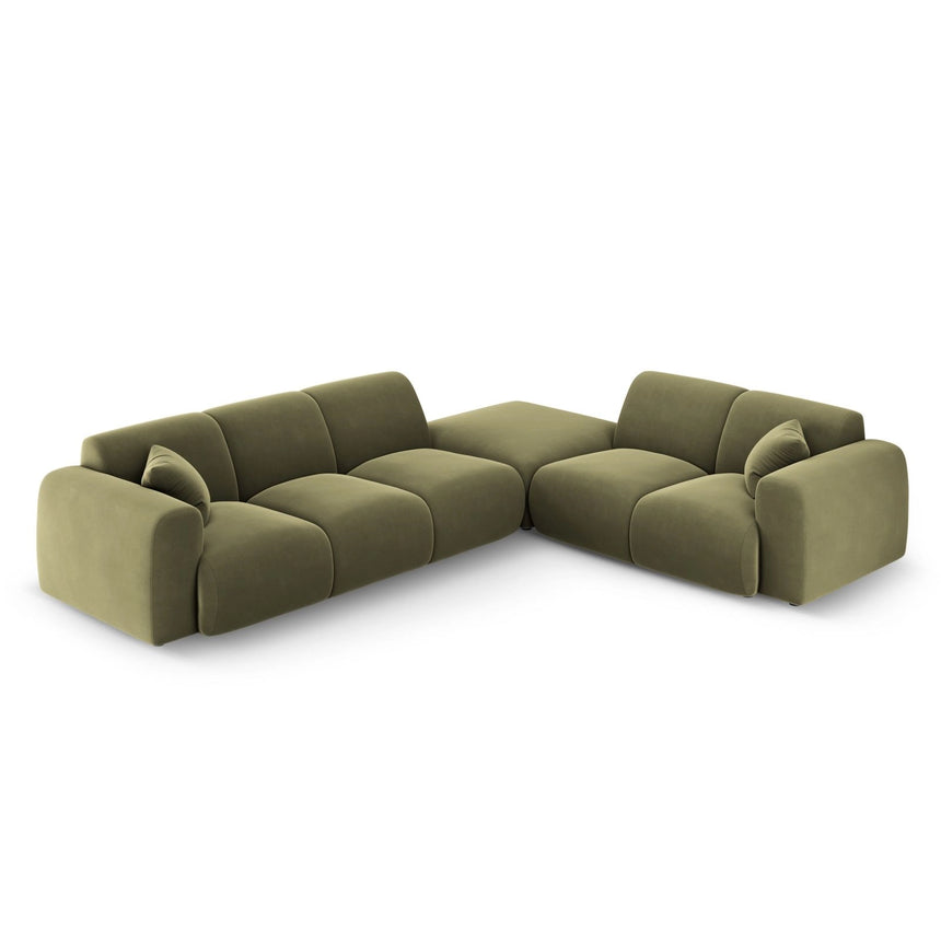 Nolio 4-Sitzer Ecksofa, Rechte Seite, aus Samt in Hellgrün (Casino Forest), 315x250 cm von Cosmopolitan Design – Bild 1