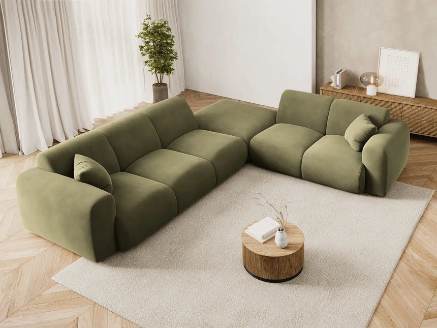Nolio 4-Sitzer Ecksofa, Rechte Seite, aus Samt in Hellgrün (Casino Forest), 315x250 cm von Cosmopolitan Design – Bild 2