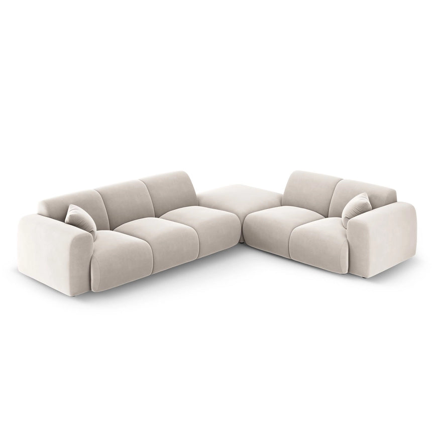 Nolio 4-Sitzer Ecksofa, Rechte Seite, aus Samt in Leichtes Beige (Casino Pearl), 315x250 cm von Cosmopolitan Design – Bild 1