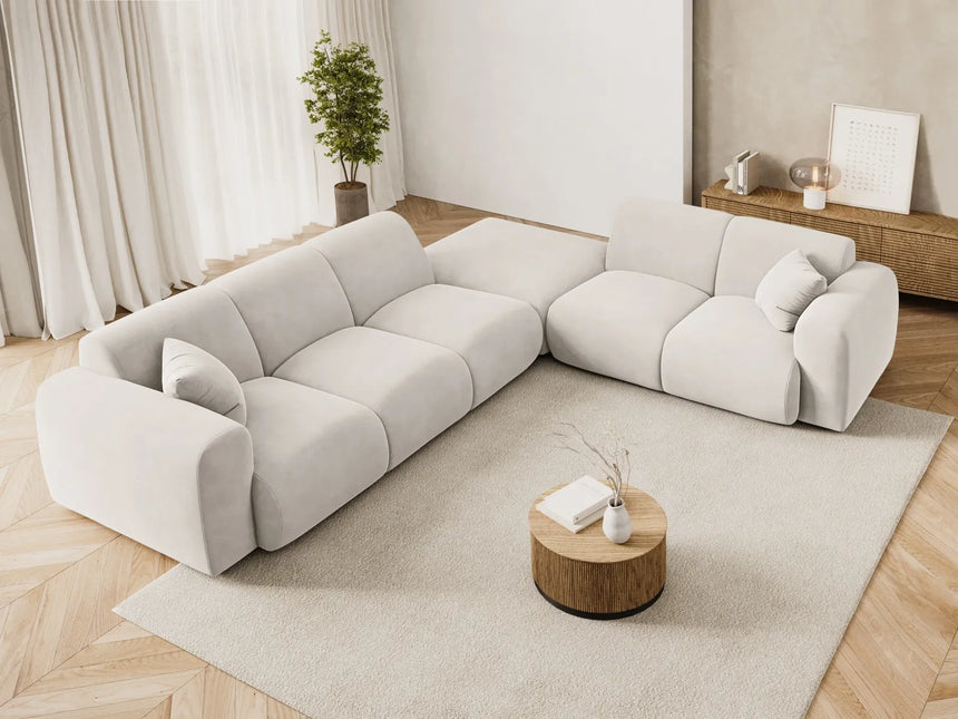 Nolio 4-Sitzer Ecksofa, Rechte Seite, aus Samt in Leichtes Beige (Casino Pearl), 315x250 cm von Cosmopolitan Design – Bild 2
