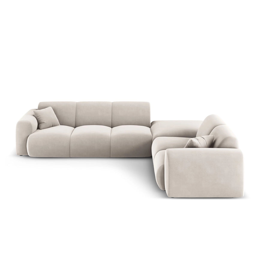 Nolio 4-Sitzer Ecksofa, Rechte Seite, aus Samt in Leichtes Beige (Casino Pearl), 315x250 cm von Cosmopolitan Design – Bild 4