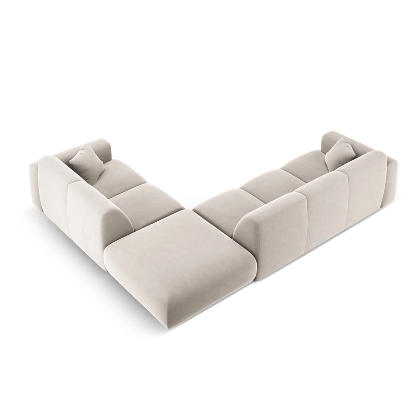 Nolio 4-Sitzer Ecksofa, Rechte Seite, aus Samt in Leichtes Beige (Casino Pearl), 315x250 cm von Cosmopolitan Design – Bild 5