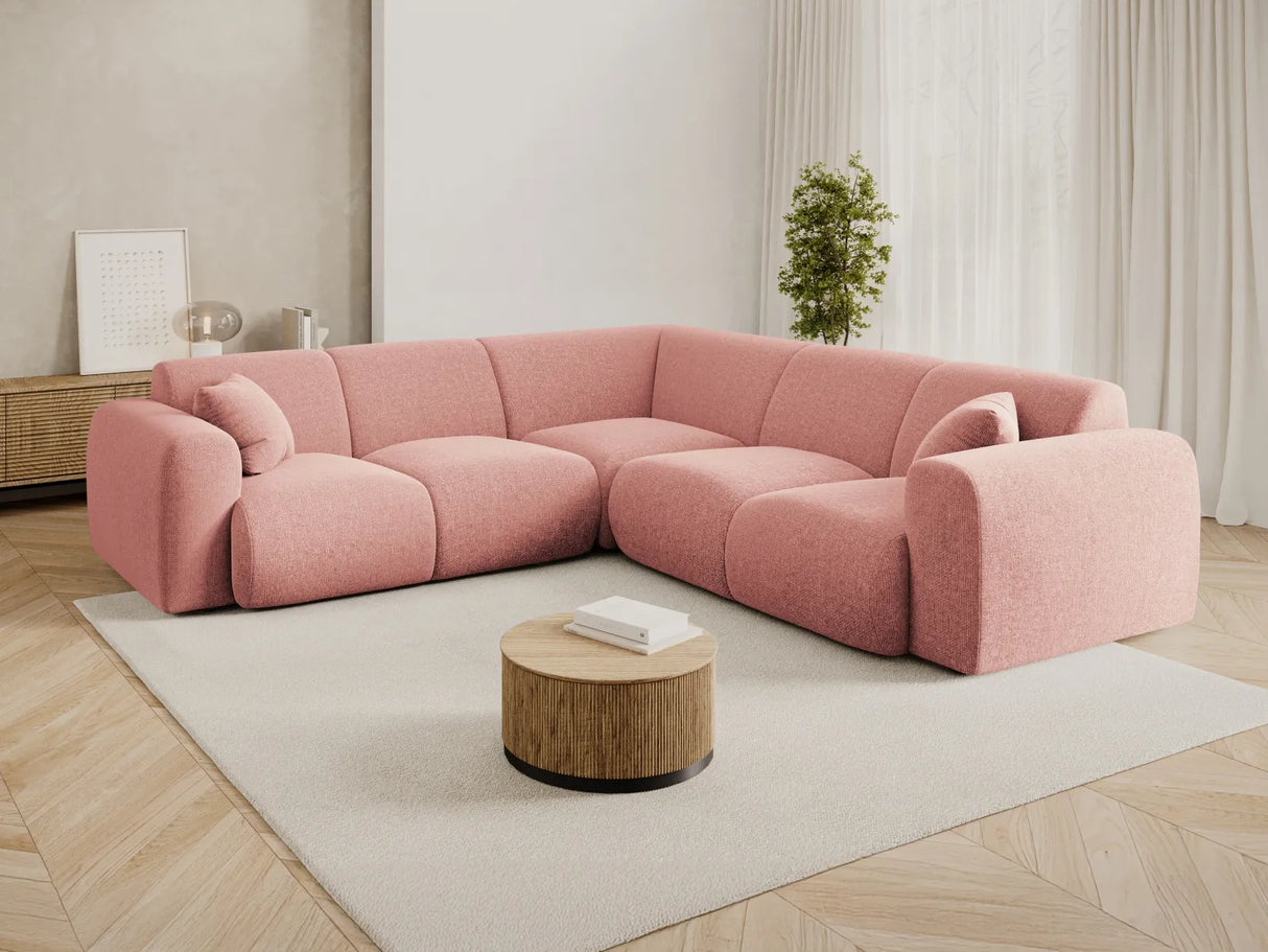 Nolio 5-Sitzer Ecksofa, symmetrisch, aus Chenille in Rosa (Haga 52), 252x252x72 cm von Cosmopolitan Design – Bild 2