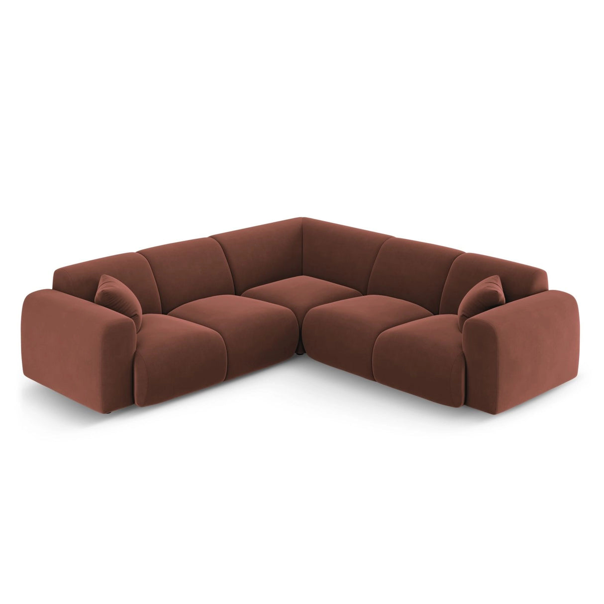 Nolio 5-Sitzer Ecksofa, symmetrisch, aus Samt in Cuoio (Casino Cuoio), 252x252x72 cm von Cosmopolitan Design – Bild 3