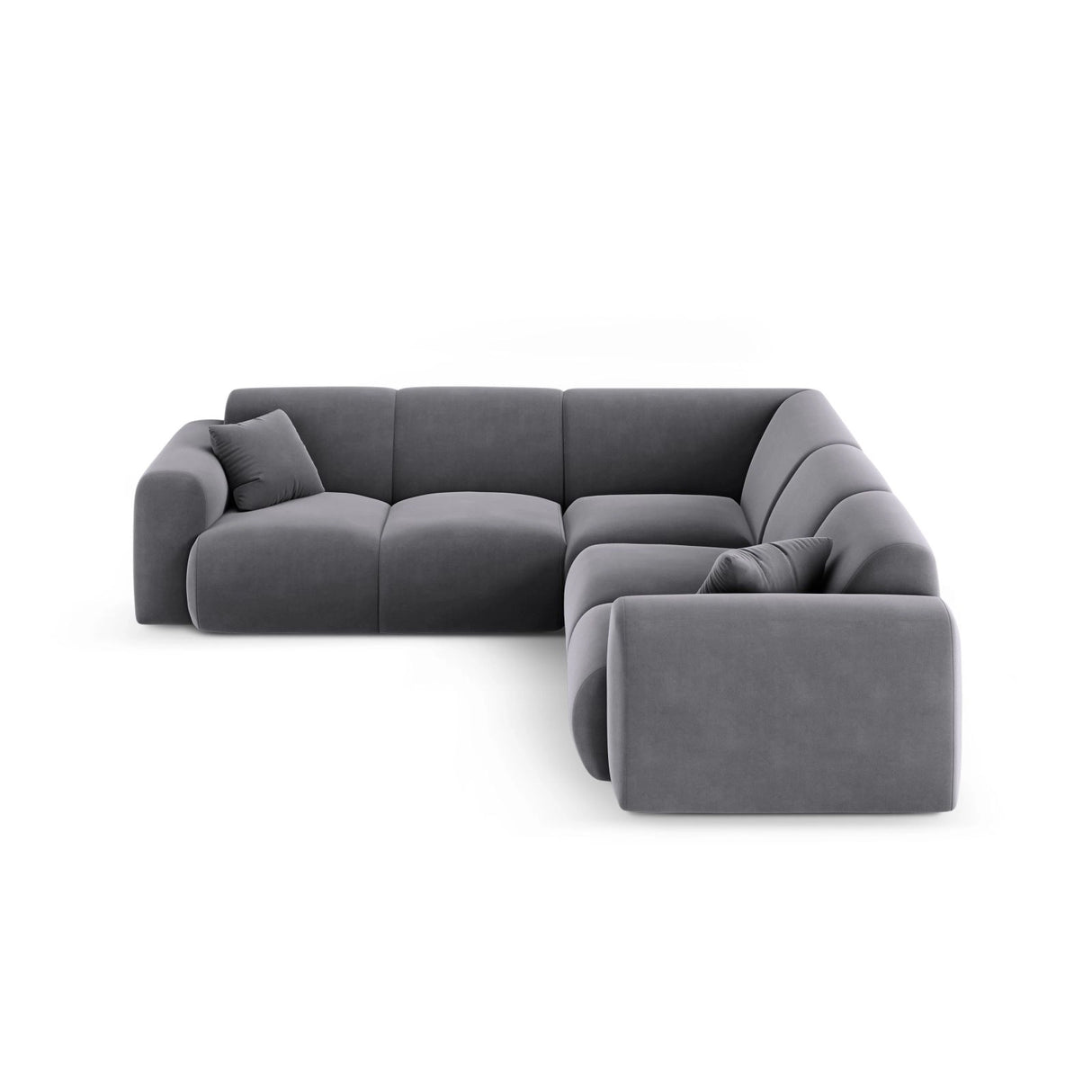 Nolio 5-Sitzer Ecksofa, symmetrisch, aus Samt in Dunkelgrau (Casino Graphite), 252x252x72 cm von Cosmopolitan Design – Bild 1